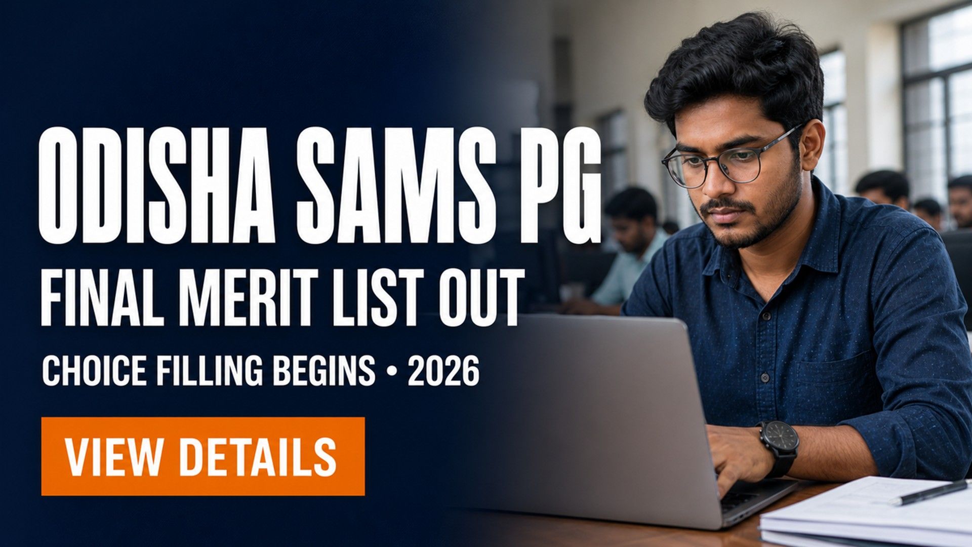 Odisha SAMS PG Final Merit List 2026 Out; Choice Filling Live