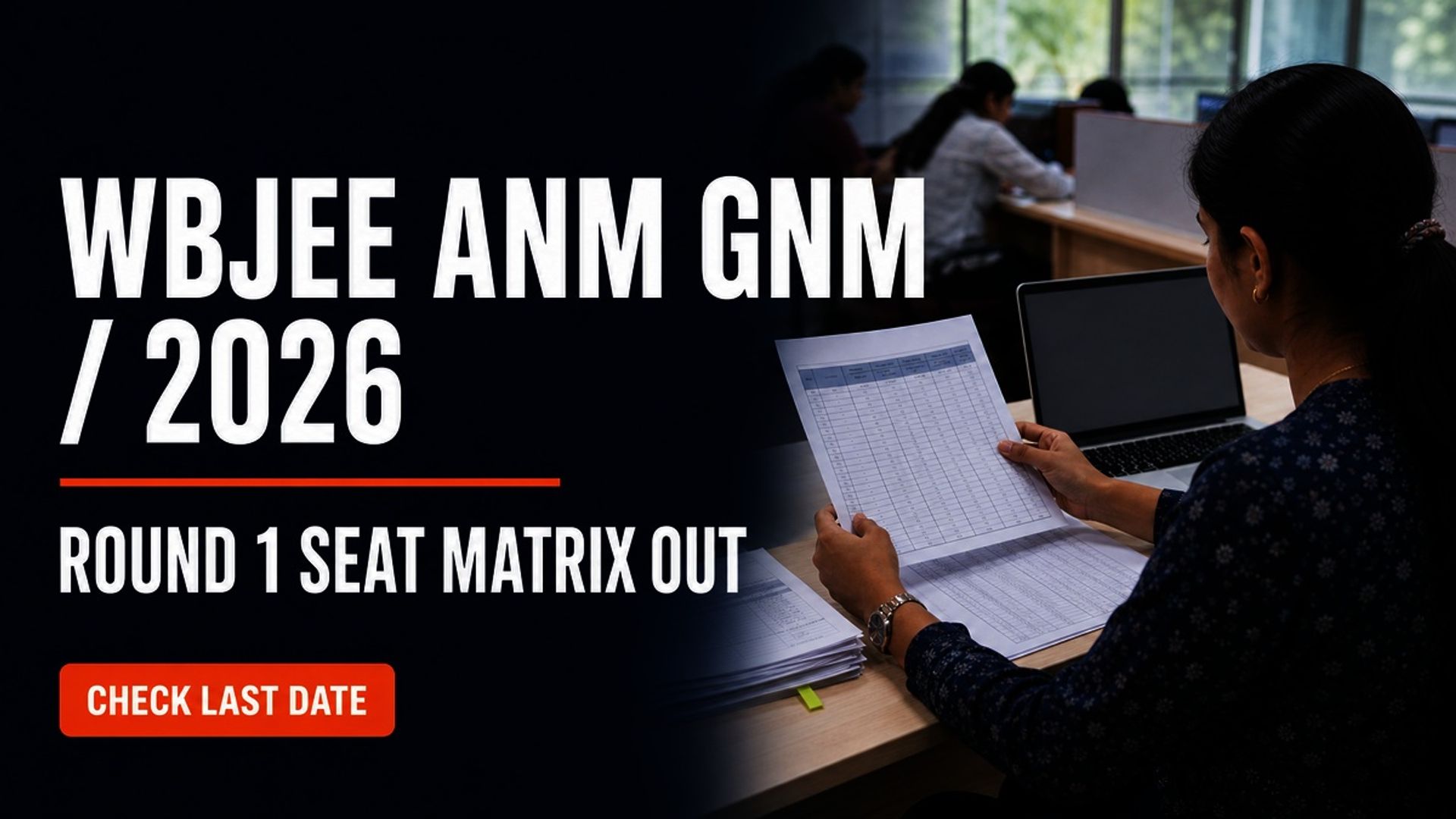 WBJEE ANM GNM 2026 Round 1 Seat Matrix Out at wbjeeb.nic.in