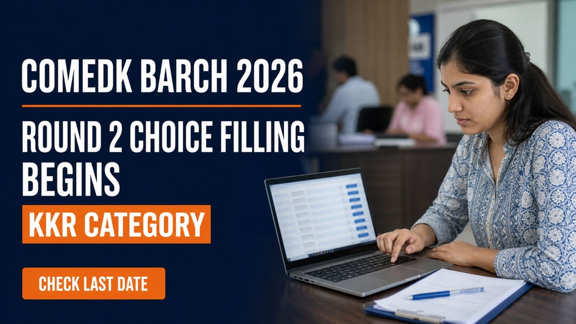 COMEDK BArch Round 2 Choice Filling 2026 for KKR Seats