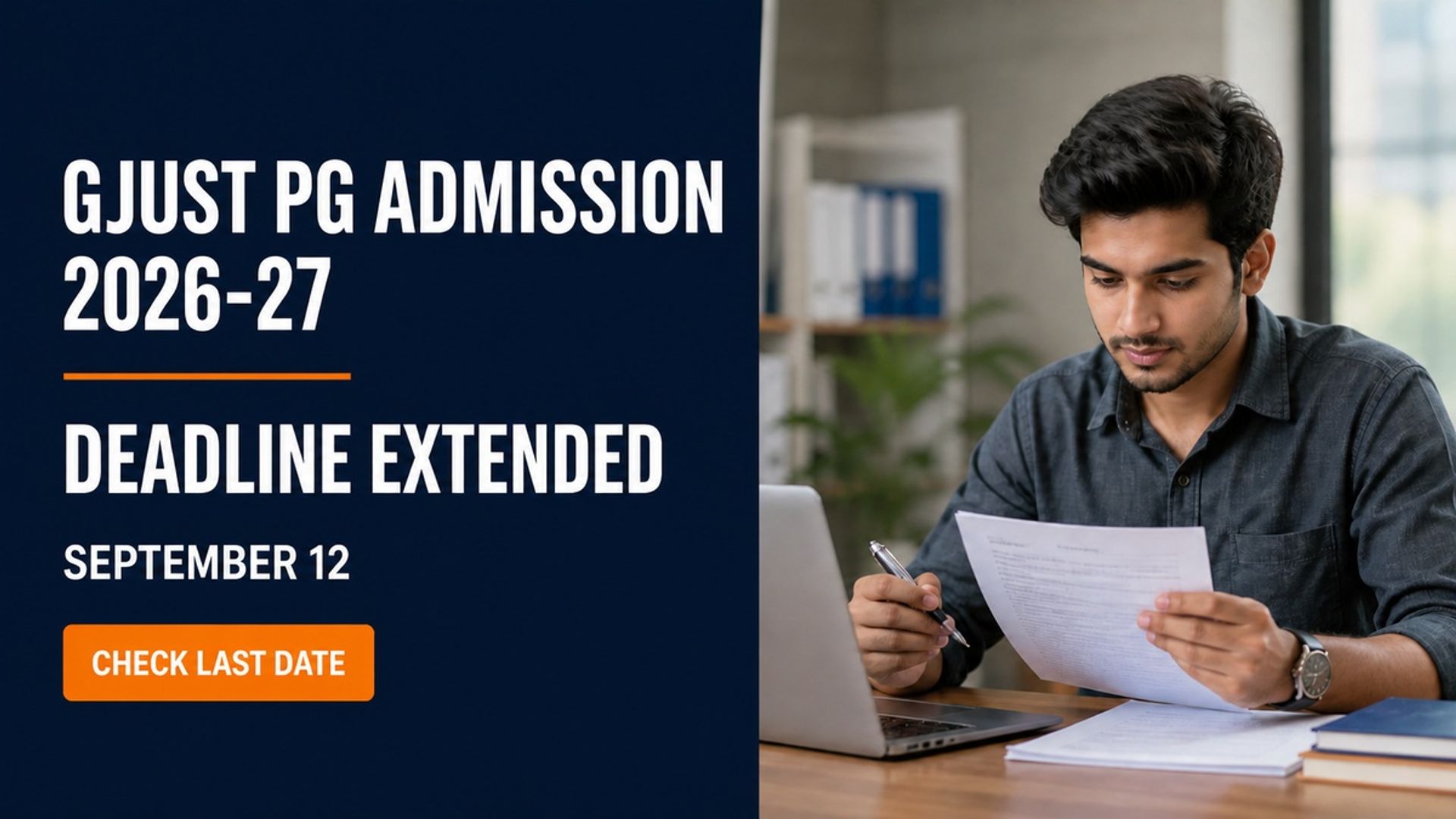 GJUST PG Admission 2026-27 Deadline Extended to Sept 12