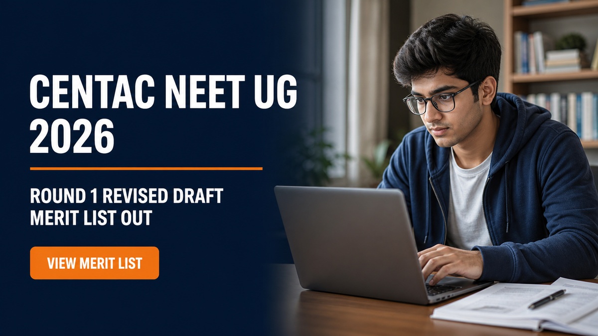 CENTAC NEET UG 2026 Revised Draft Merit List Out; Object by Aug 27