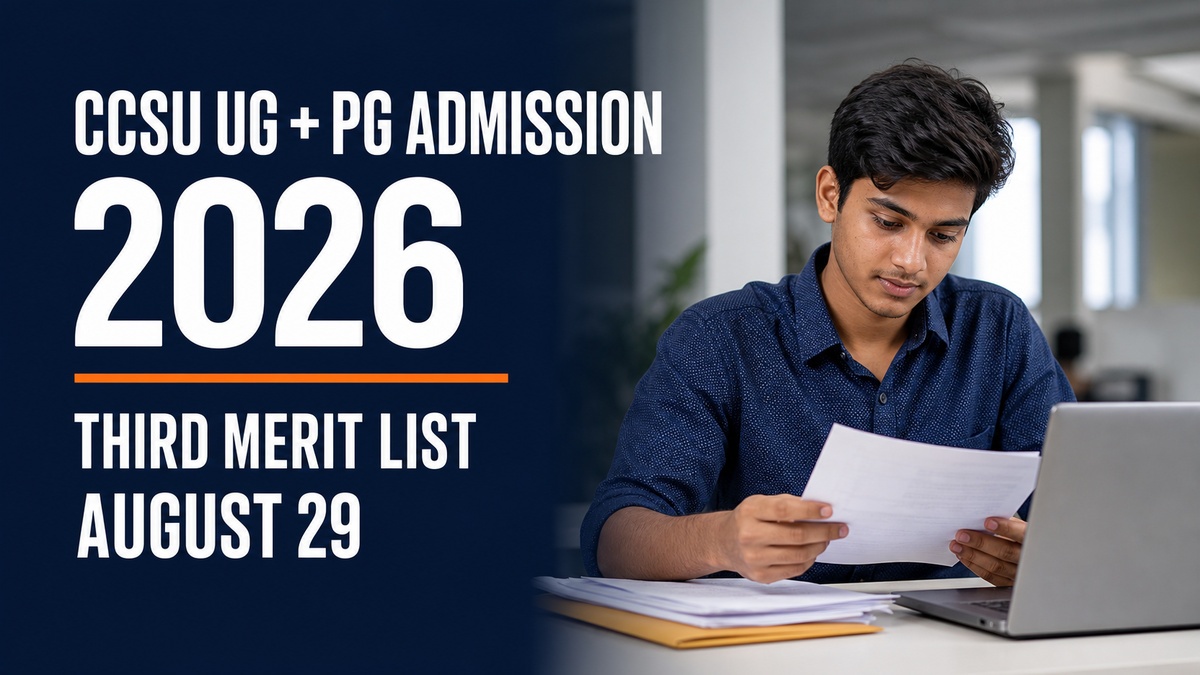 CCSU UG PG 3rd Merit List 2026 Out on August 29; Check Dates