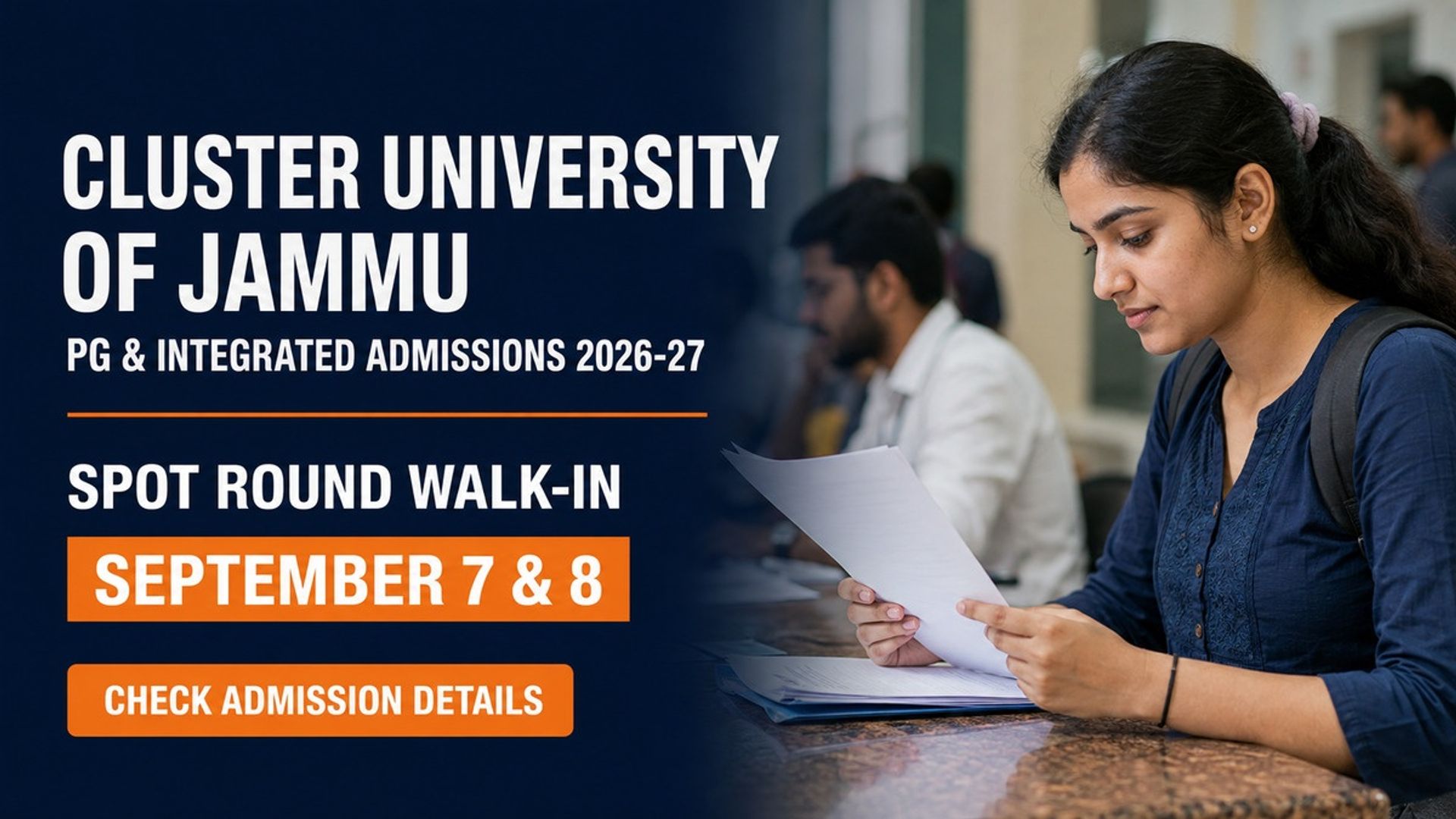 Cluster University Jammu Spot Round Admission 2026 on Sept 7 and 8