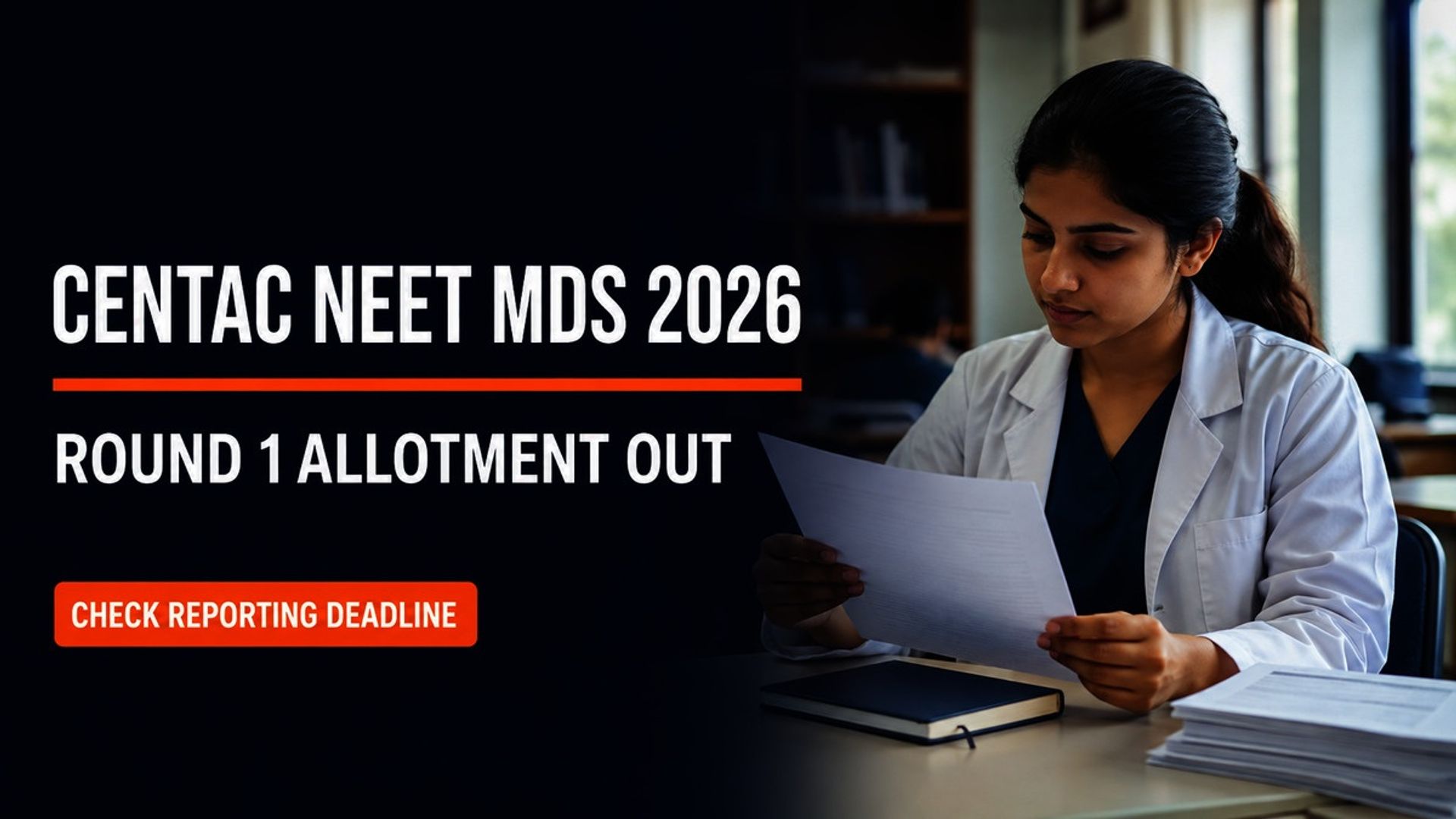 CENTAC NEET MDS 2026 Round 1 Allotment Out; Report by Sept 11
