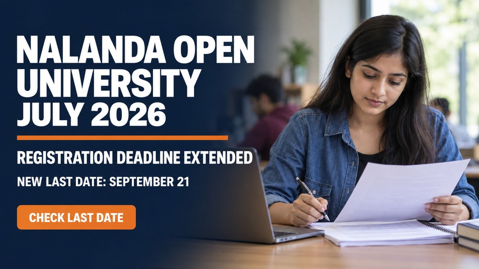 NOU Admission 2026: Registration Deadline Extended to September 21