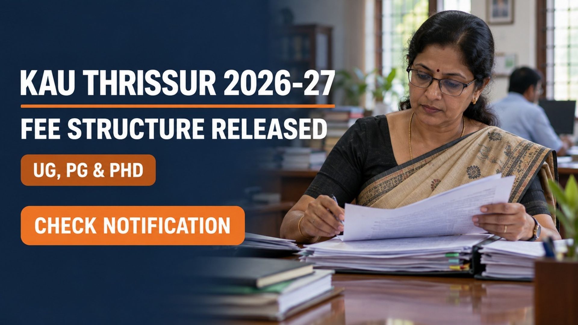 KAU Thrissur Fee Structure 2026-27 for UG, PG, PhD Released