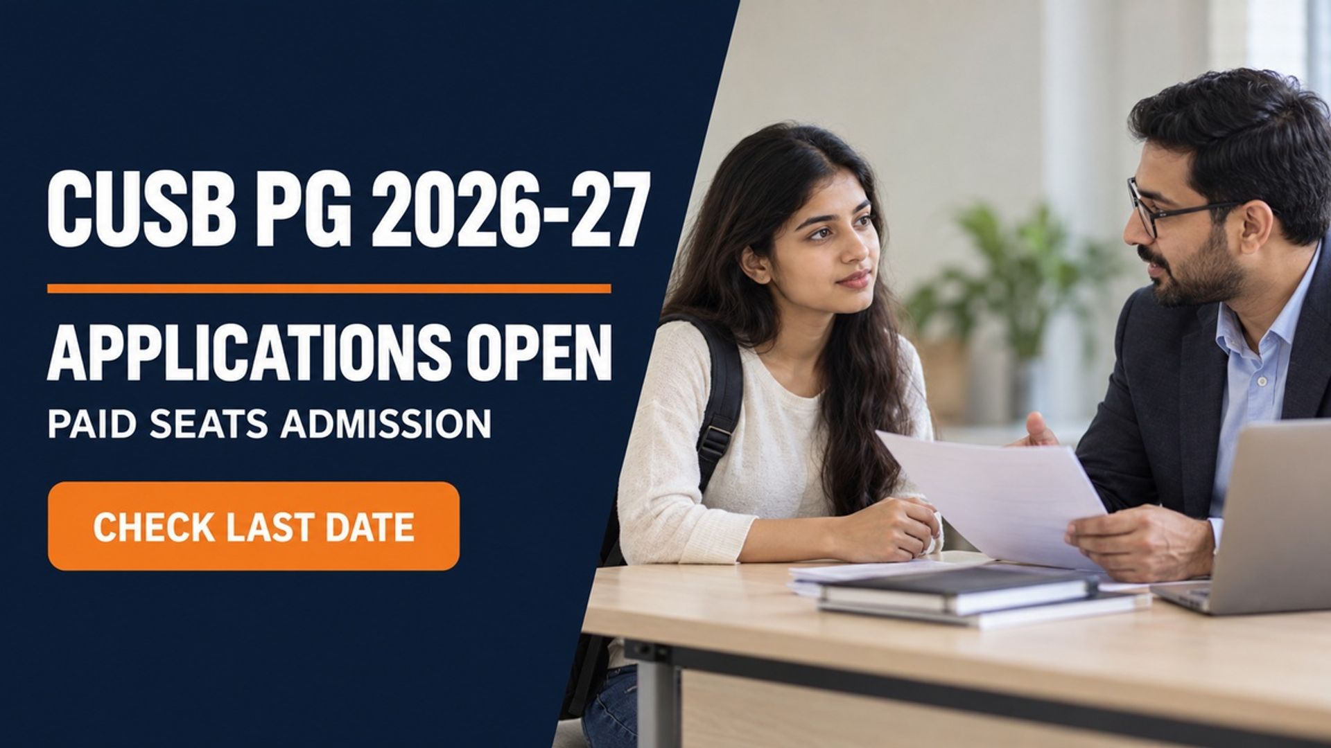 CUSB PG Paid Seats Admission 2026-27: Apply by September 28