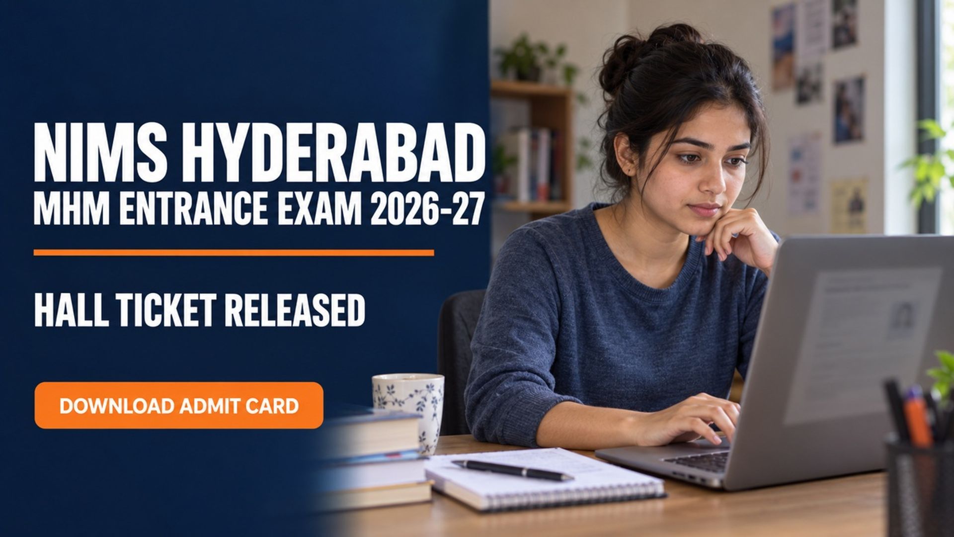 NIMS Hyderabad MHM Hall Ticket 2026 Out; Exam on Oct 13