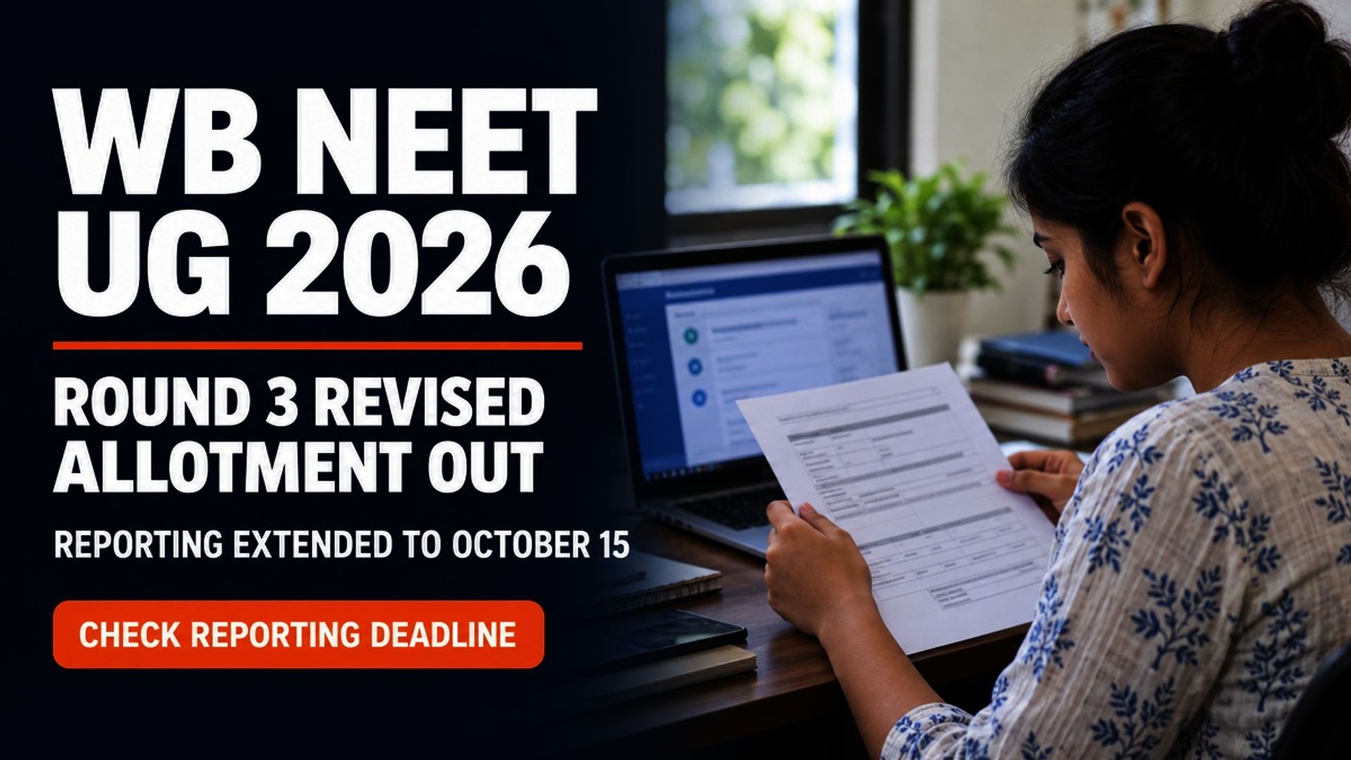 WB NEET UG Round 3 Revised Allotment 2026 Out; Report by Oct 15