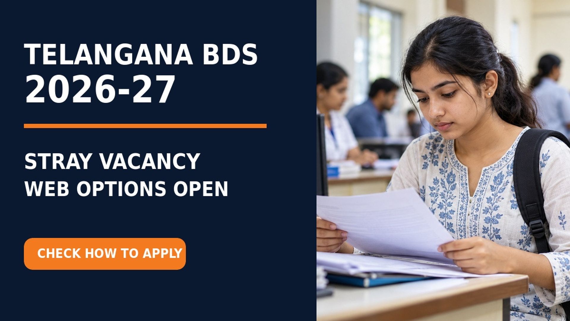 Telangana BDS Stray Vacancy Phase 2026 Web Options Open