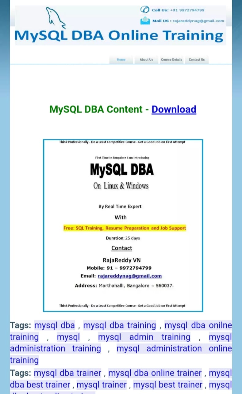 MYSQL DBA Online Training Instruction photo 2