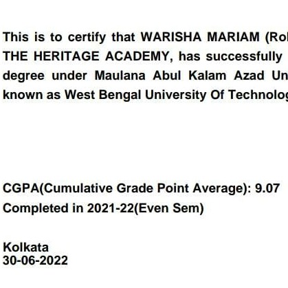 WARISHA MARIAM