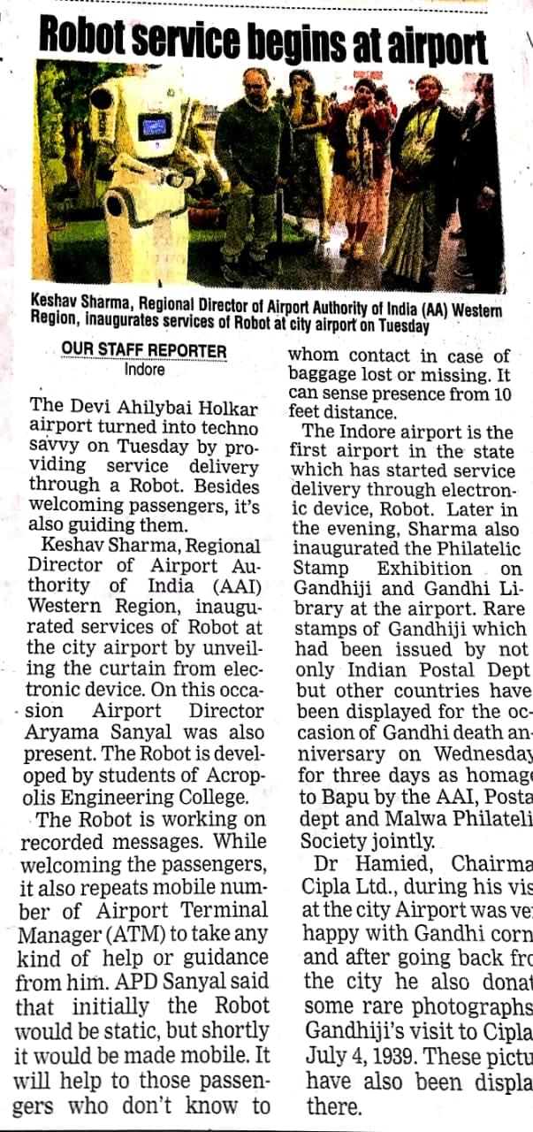 Acropolis Institute of Technology & Research Indore Airport Robot Project photo 7