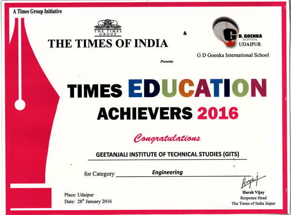 Geetanjali Institute of Technical Studies Udaipur Awards photo 5