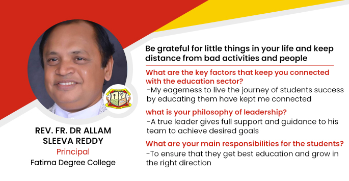 Fatima Degree College, Hubli: Rev. Fr. Dr Allam Sleeva Reddy, Principal