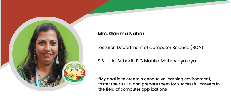 S.S. Jain Subodh P.G.Mahila Mahavidyalaya: Mrs. Garima Nahar, Lecturer ...