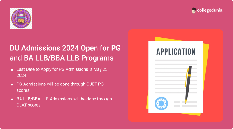 DU PG Admissions 2024 Open, Registrations for BA LLB & BBA LLB Begin ...