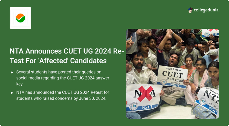 NTA Announces CUET UG 2024 Re-Test For ‘Affected' Candidates, Exam ...