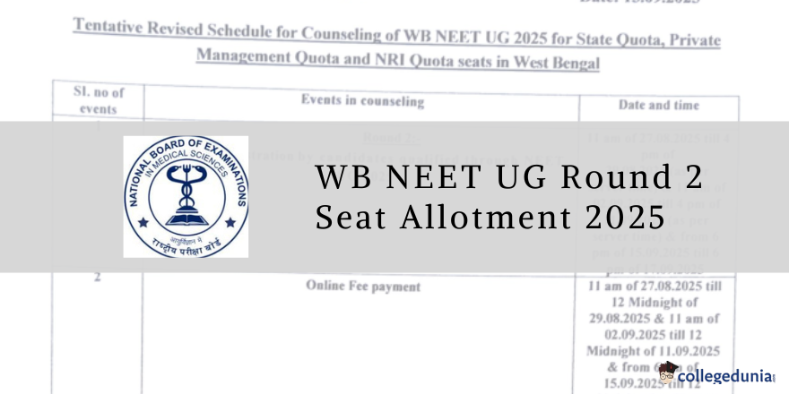 WB NEET UG Round 2 Seat Allotment 2025 on September 24 @wbmcc.nic.in ...