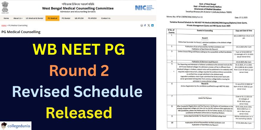 WB NEET PG Round 2 Revised Schedule Released at wbmcc.nic.in; Check ...