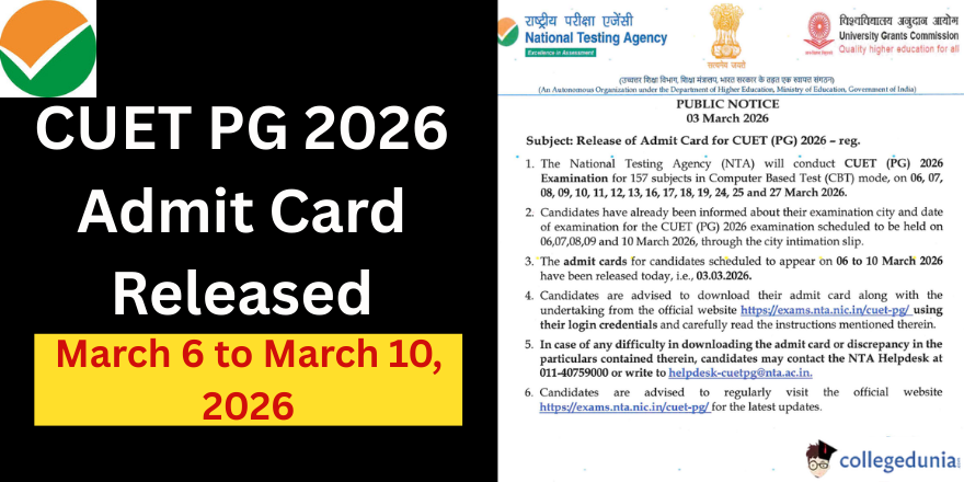 CUET PG 2026 Admit Card Released; Download Hall Ticket at exams.nta.nic.in