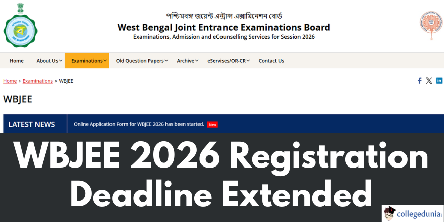 WBJEE 2026 Registration Extended Till April 8 @wbjeeb.nic.in; Check ...