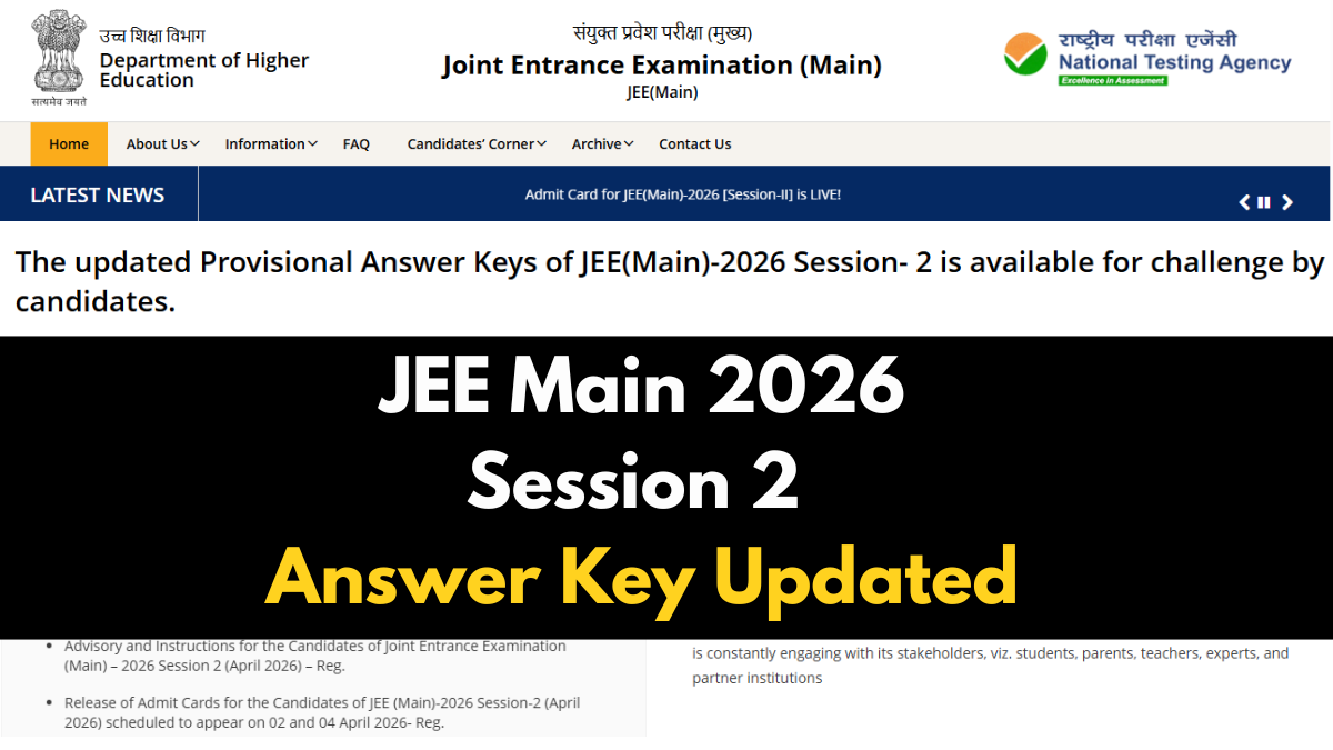 JEE Main 2026 Session 2 Answer Key Updated; NTA Fixes April 5 Chemistry ...