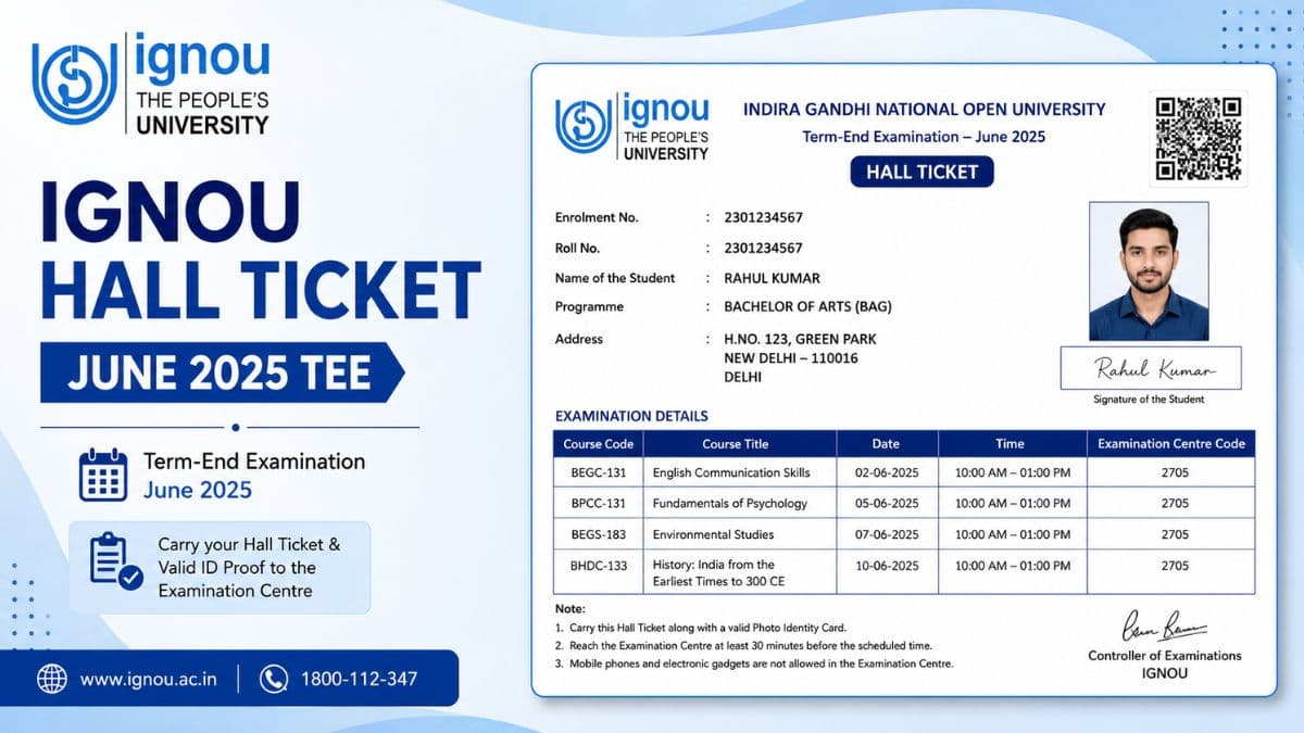 IGNOU Hall Ticket June 2026 TEE