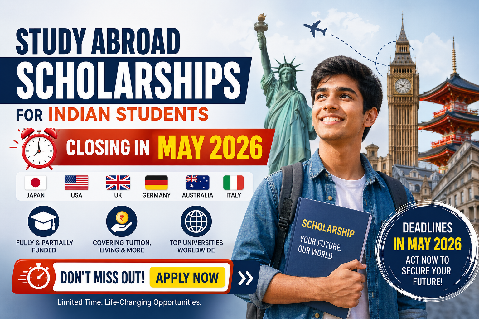 Study Abroad Scholarships for Indian Students Closing in May 2026