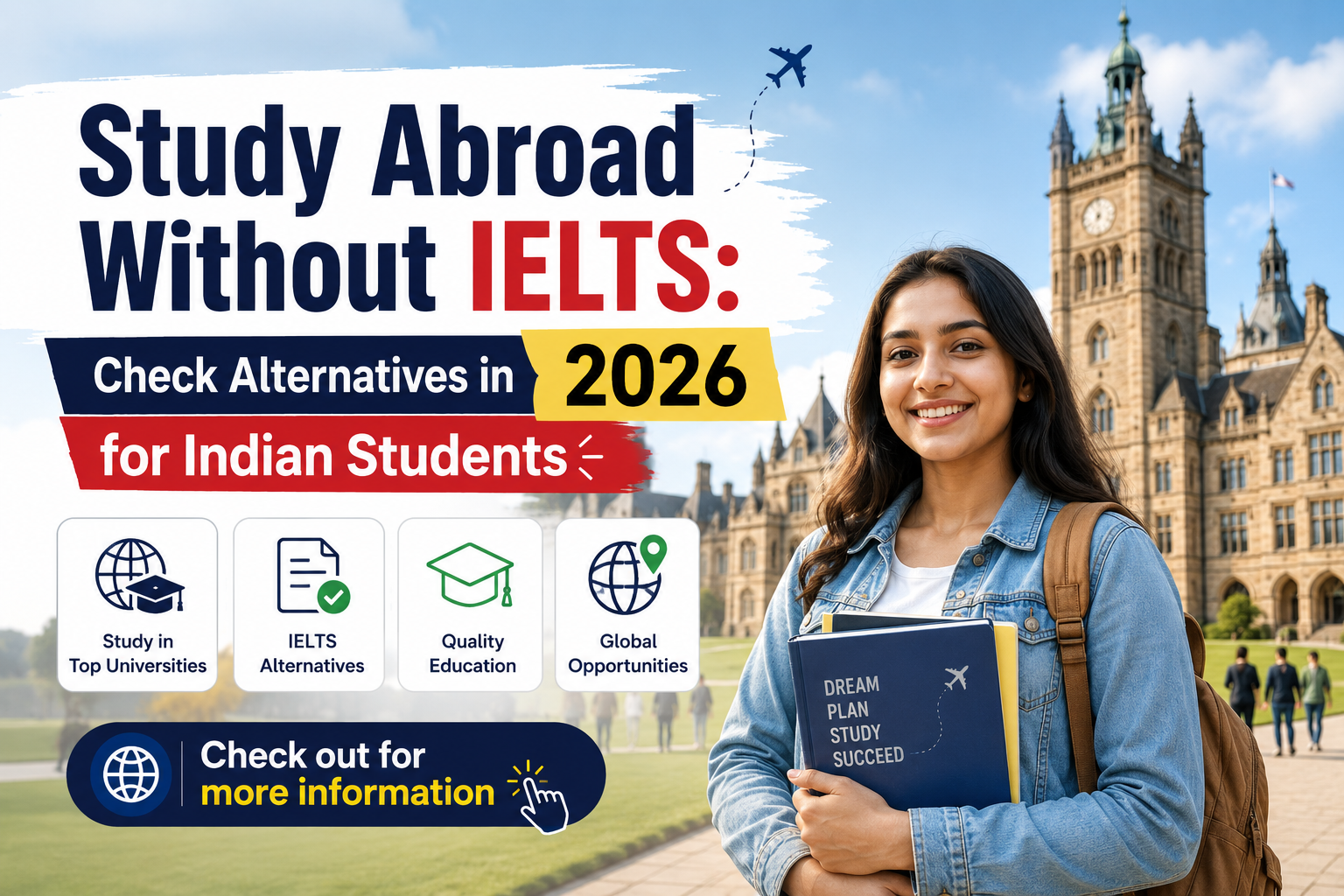 Study Abroad Without IELTS: Check Alternatives in 2026 for Indian Students