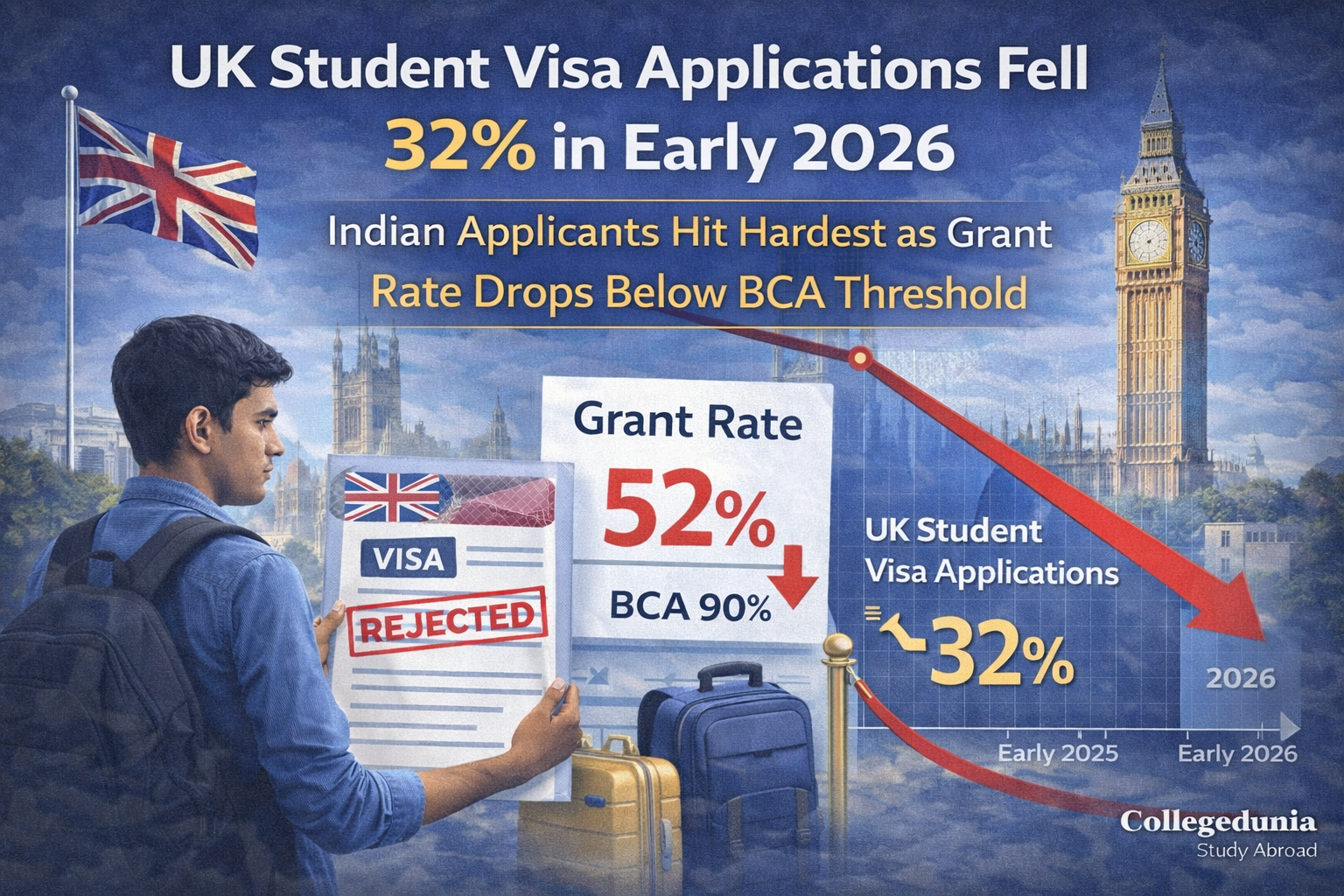 UK Student Visa Applications Drop 32% in 2026: India Impact