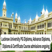 Lucknow University PG Diploma, Advance Diploma, Diploma & Certificate Course admissions ongoing;  Apply by June 30