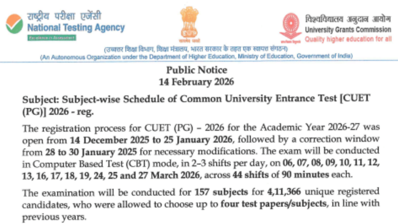 CUET PG 2026 @ nta.nic.in