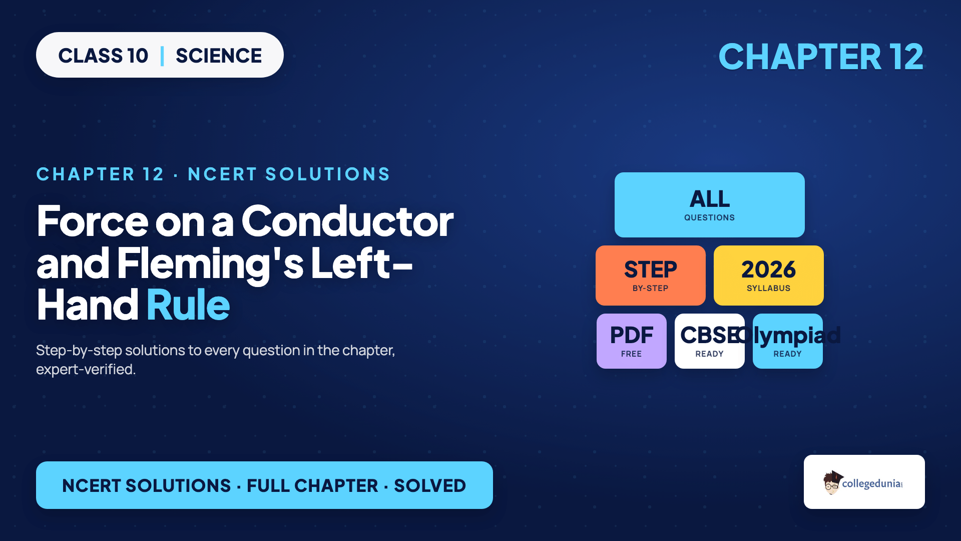 Force on a current-carrying conductor and Fleming's left-hand rule for Class 10 Science Chapter 12 Magnetic Effects of Electric Current