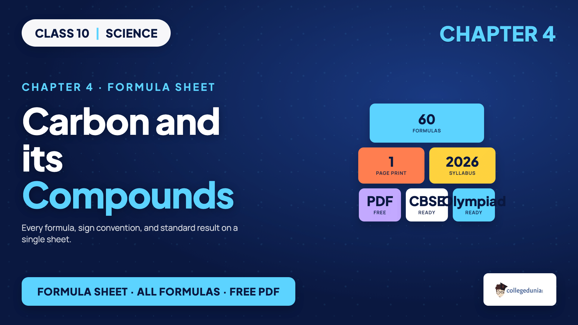 Carbon and its Compounds Formula Sheet - Class 10 Science