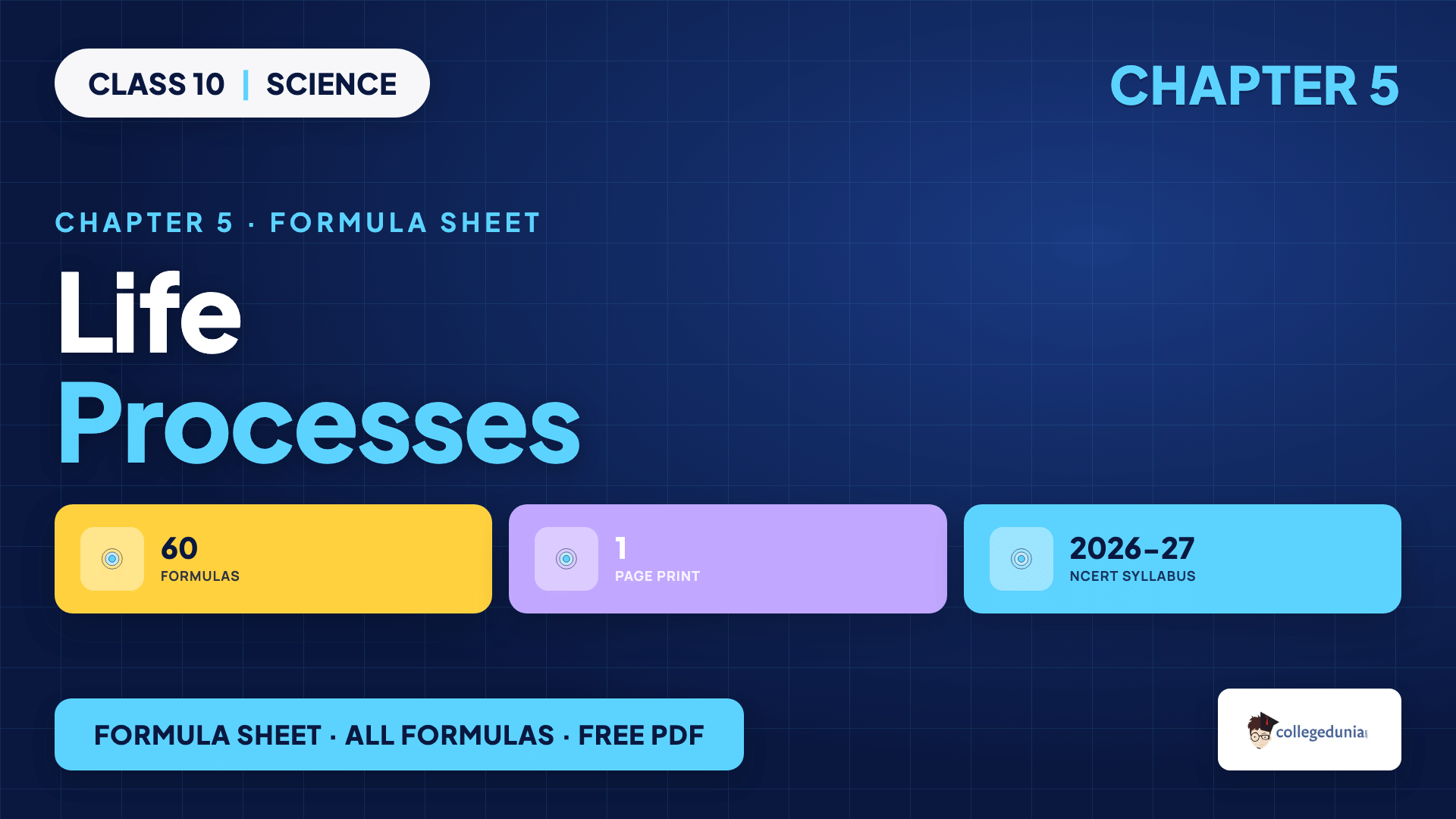 Life Processes Formula Sheet - Class 10 Science