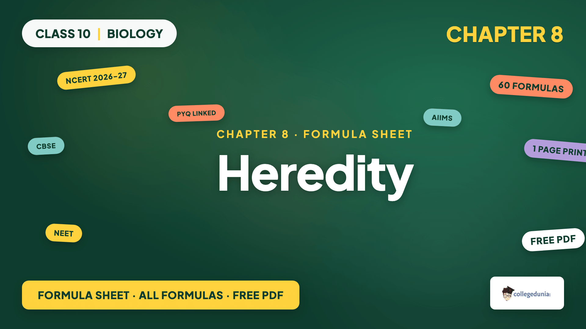 Heredity Formula Sheet - Class 10 Science