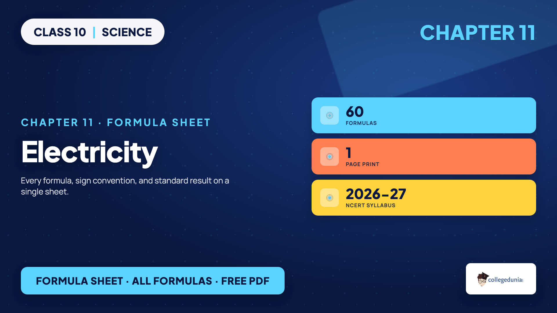 Electricity Formula Sheet - Class 10 Science