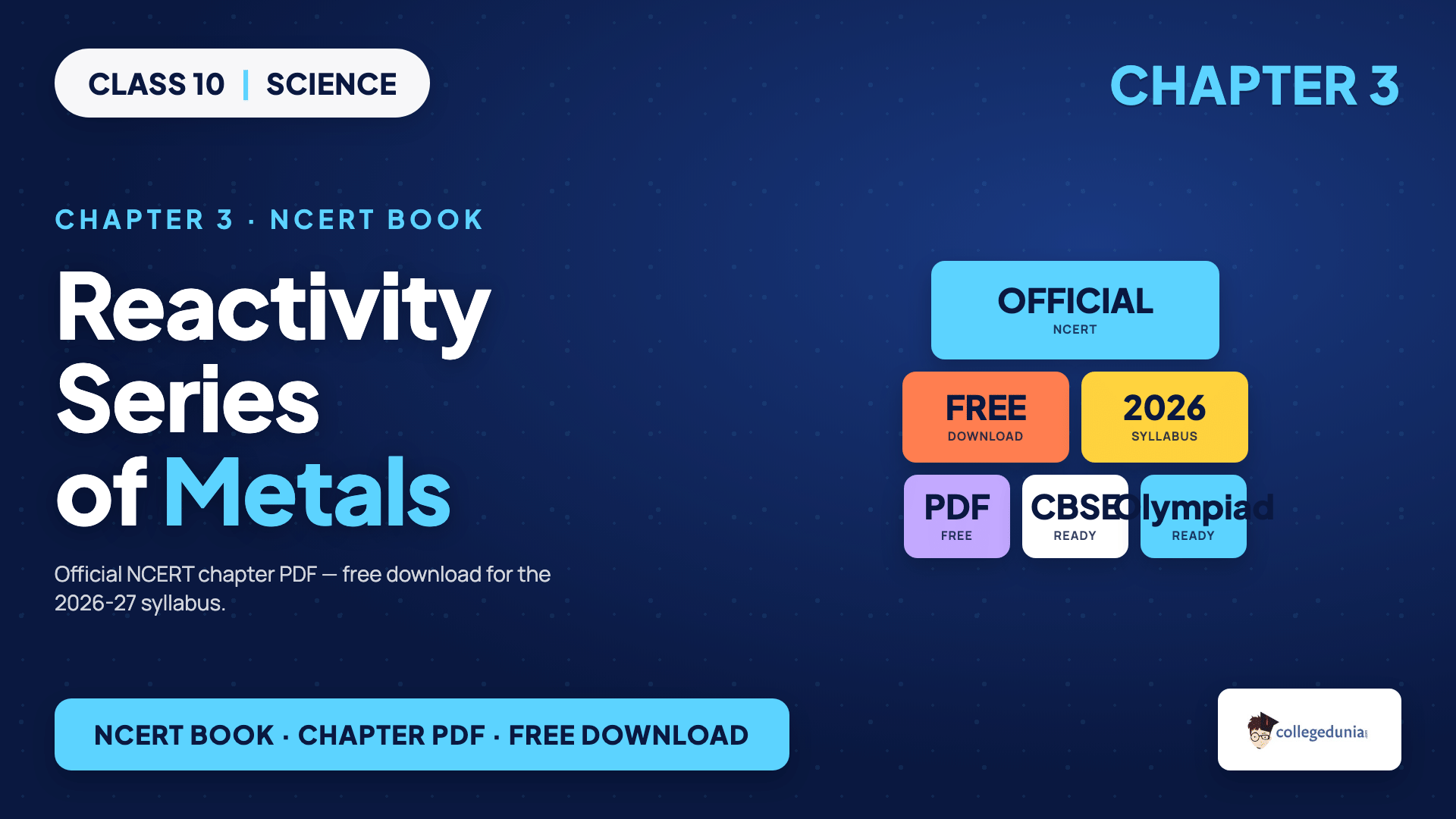 The reactivity series of metals from potassium to gold for Class 10 Science Chapter 3 NCERT Book
