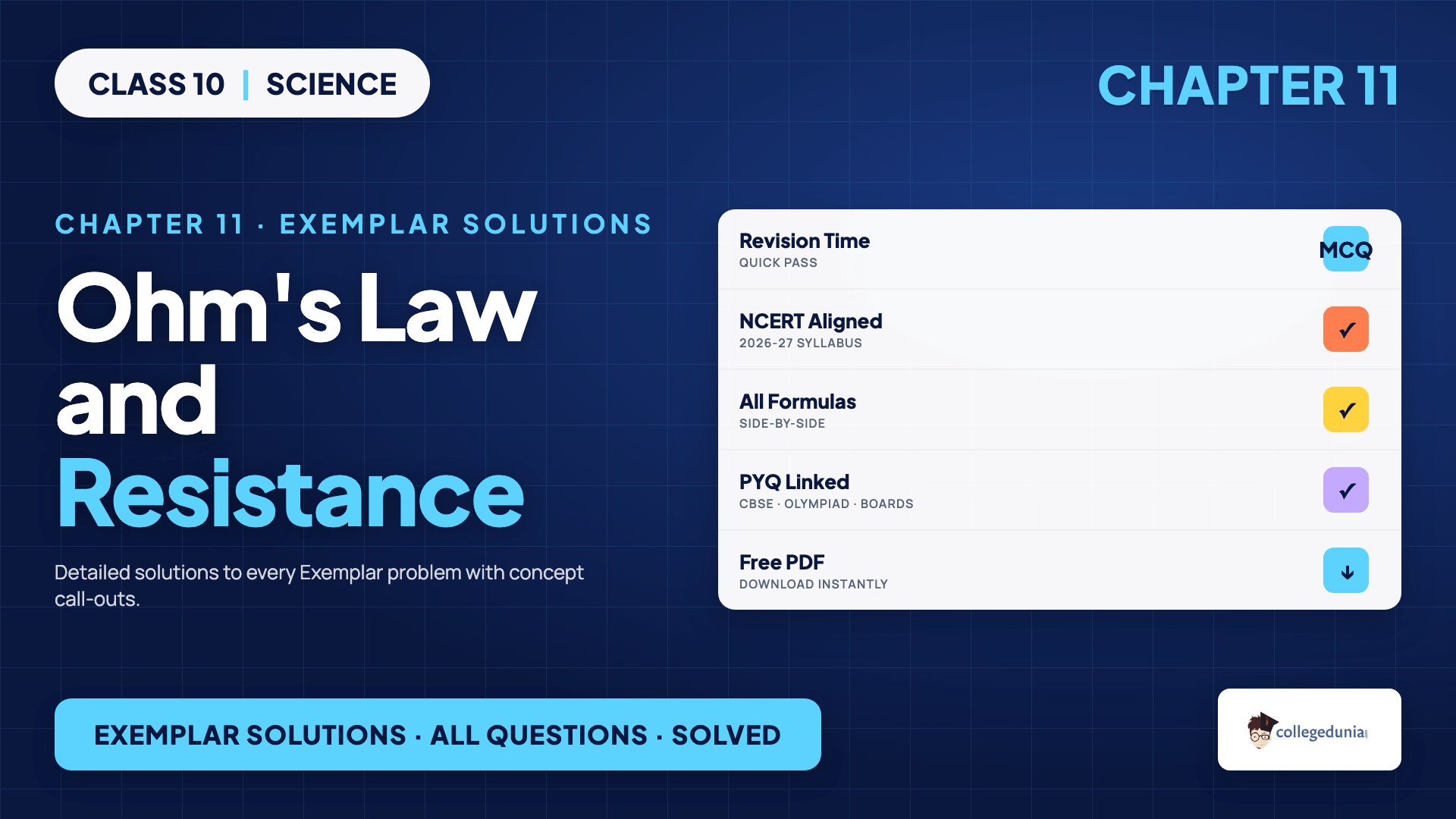 Ohm's law and resistance worked rules in Class 10 Science Chapter 11 Electricity Exemplar