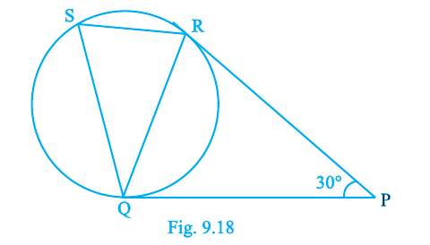 Fig.&nbsp;10.10 : tangents PQ,PR with $ RPQ=30^