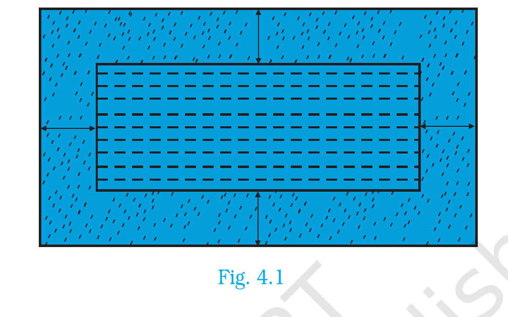 Fig. 4.1: the rectangular lawn (50 m
× 40 m) with the central rectangular pond and the grass
border around it.