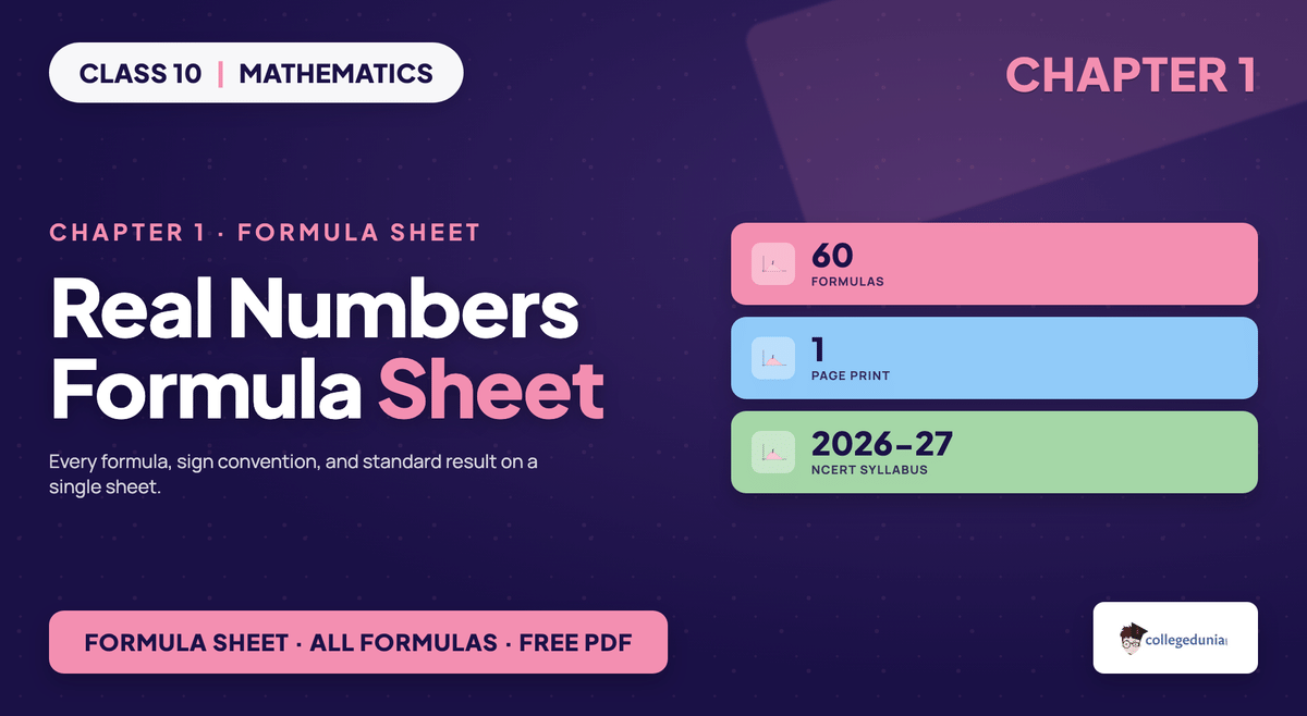 Class 10 Maths Chapter 1 Real Numbers Formula Sheet