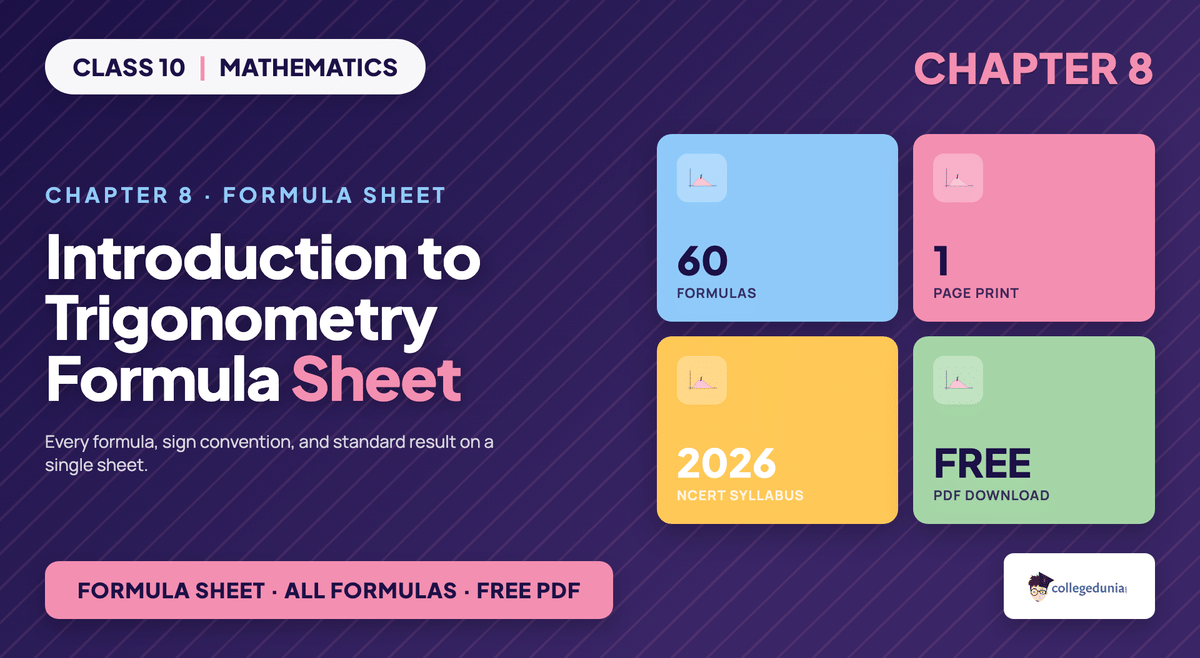 Class 10 Maths Chapter 8 Introduction to Trigonometry Formula Sheet