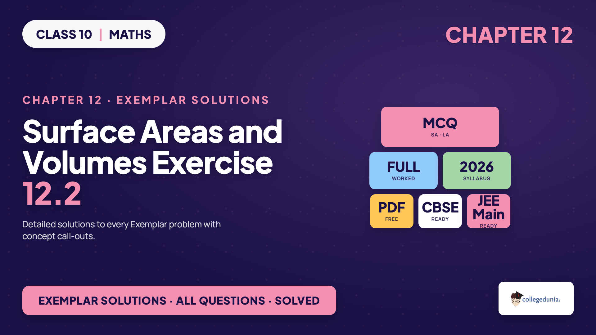 NCERT Exemplar Solutions Class 10 Maths Chapter 12 Surface Areas and Volumes Exercise 12.2