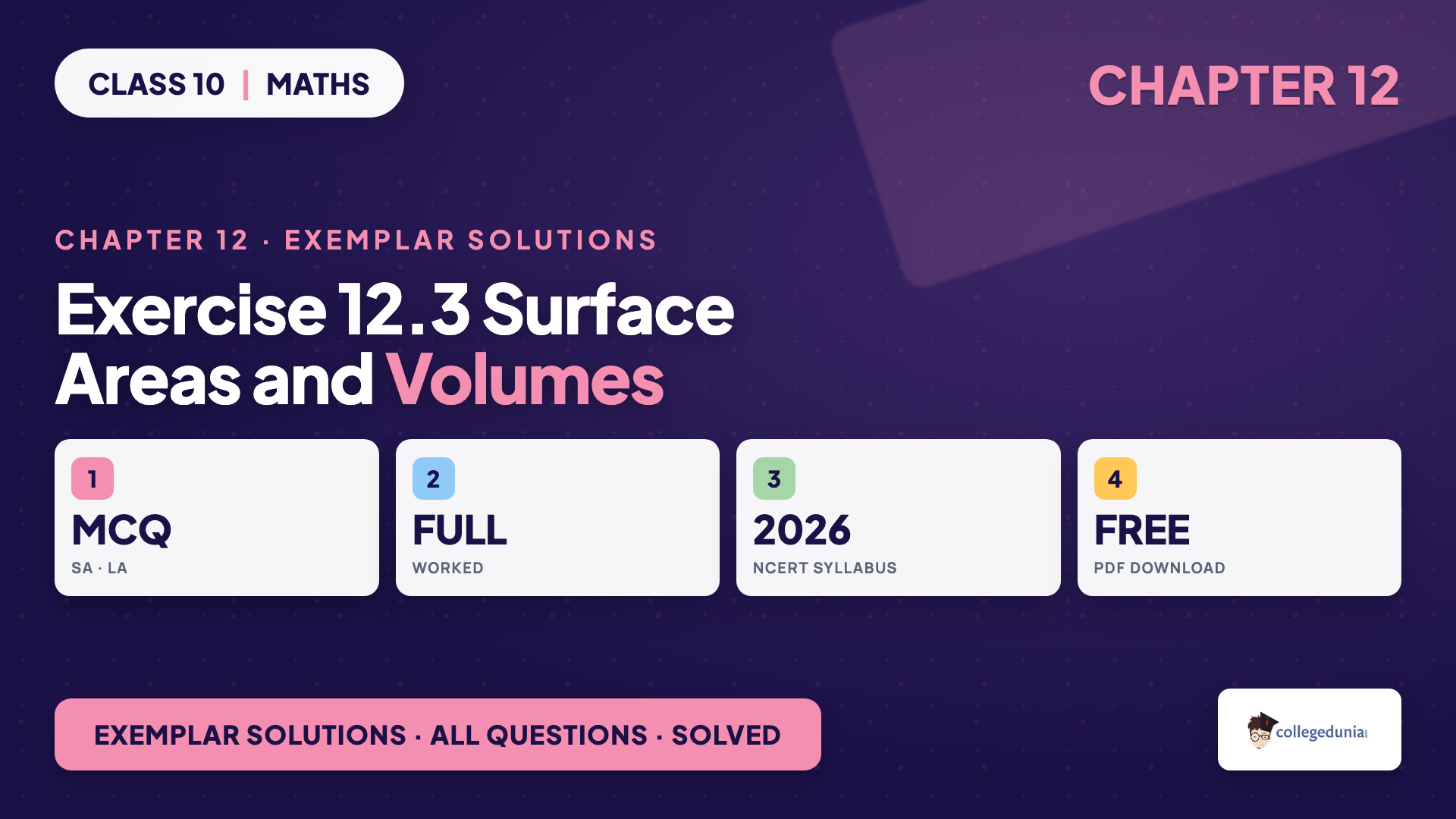 NCERT Exemplar Solutions Class 10 Maths Chapter 12 Surface Areas and Volumes Exercise 12.3