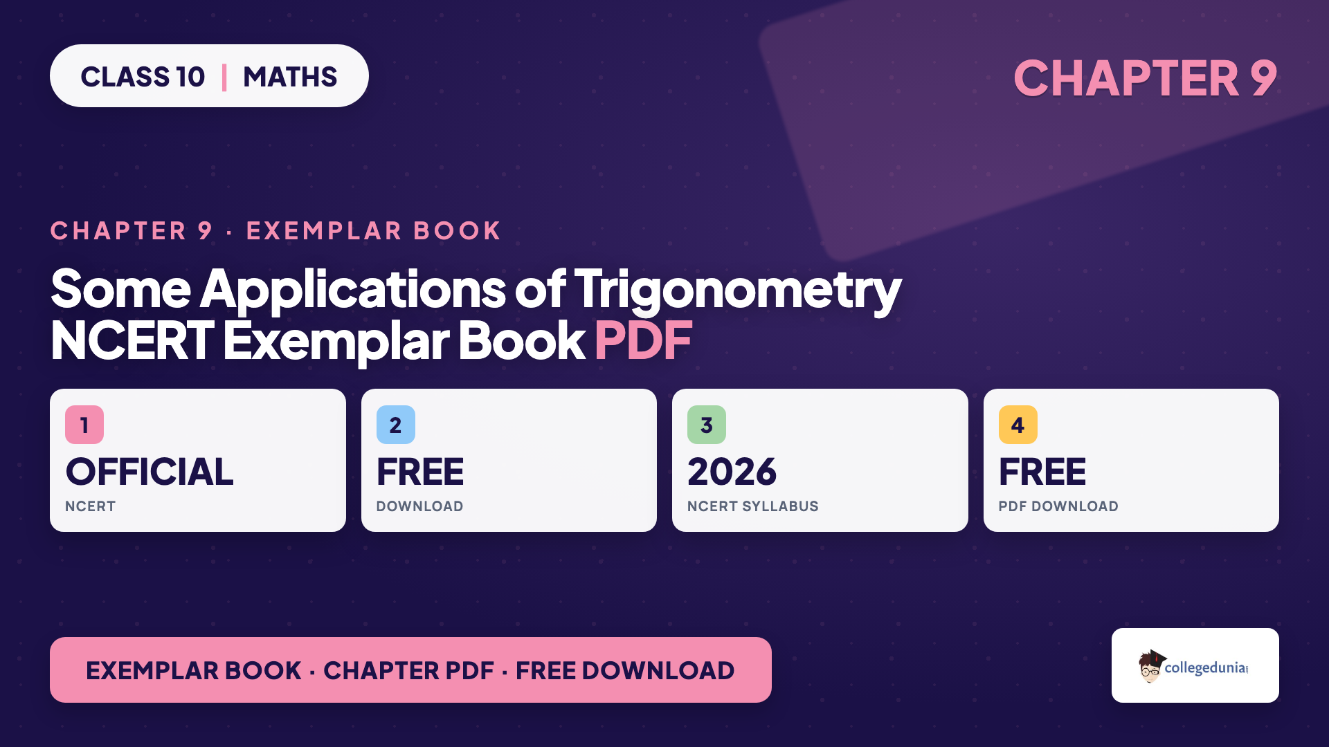 Some Applications of Trigonometry NCERT Exemplar Book PDF - Class 10 Maths Chapter 9