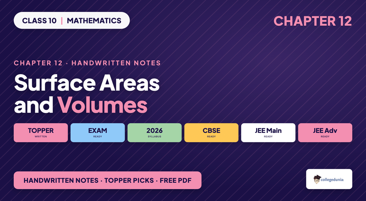Surface Areas and Volumes Handwritten Notes - Class 10 Maths
