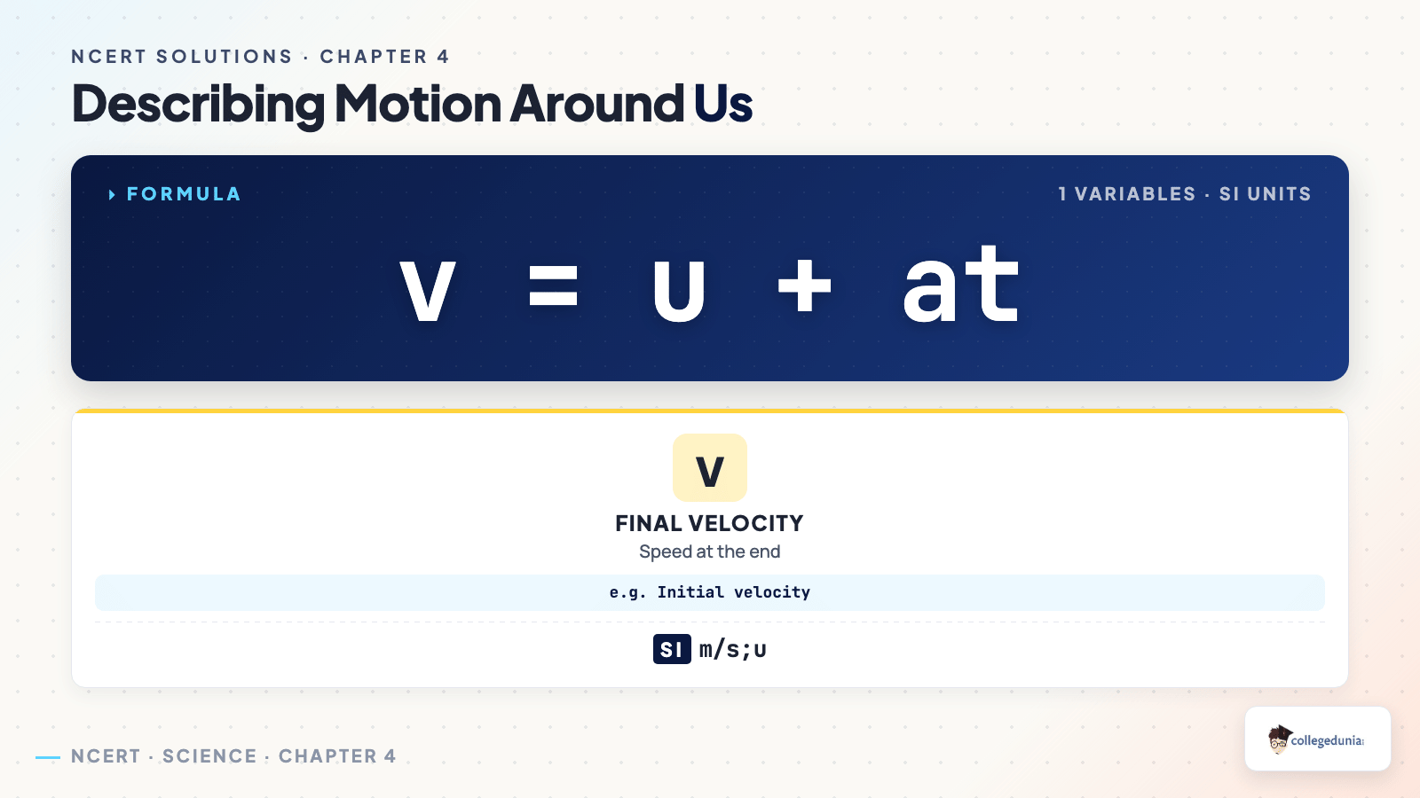 Equations of motion formula breakdown for Class 9 Science Chapter 4