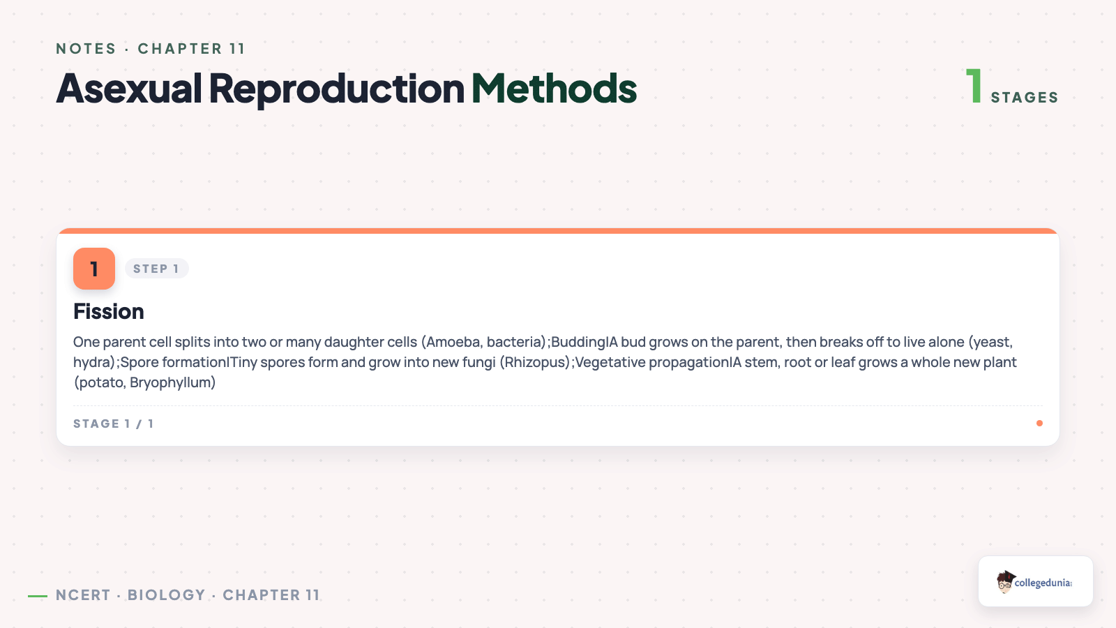 Asexual reproduction methods process flow for Class 9 Science Chapter 11 Reproduction How Life Continues
